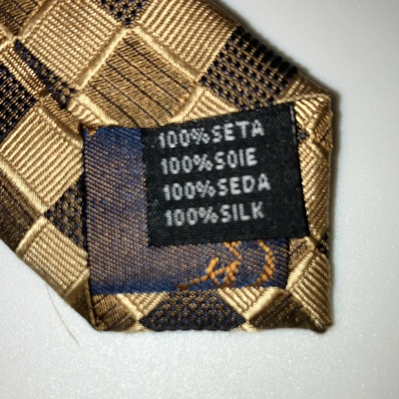 Valerio Garati Checkered 100% Silk Neck Tie Length 60” Width 3-3/4” - Picture 4 of 6